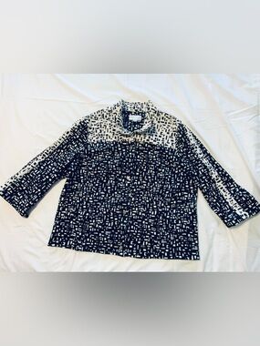 Erin London Textured Abstract Print Jacket in Black & White 1X